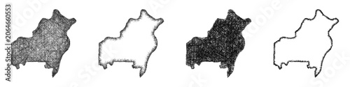 Cuadro en lienzo Black and white sketch Saint Louis County (Missouri) outline map design set