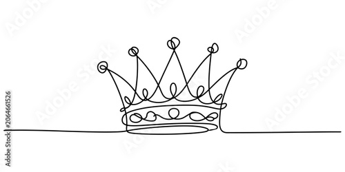 Vászonkép Continuous single line drawing of a royal crown for a king or queen representing