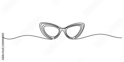 Continuous single line drawing of stylish cat eye glasses for fashion accessories or elegant vintage eyewear concept in a simple minimalist vector illustration Vector, illustration