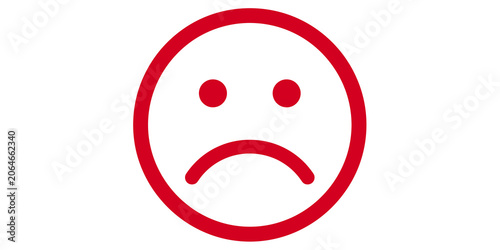Schilderij op canvas Red frowning face emoticon symbol on transparent background