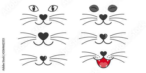 Cat Face Expressions on Transparent Background
