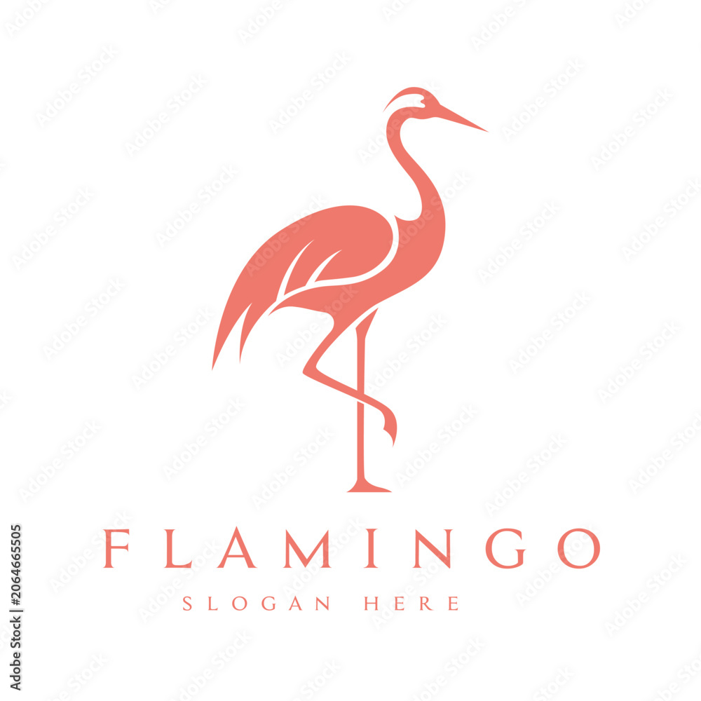Obraz premium flamingo bird pink logo design beauty concept idea