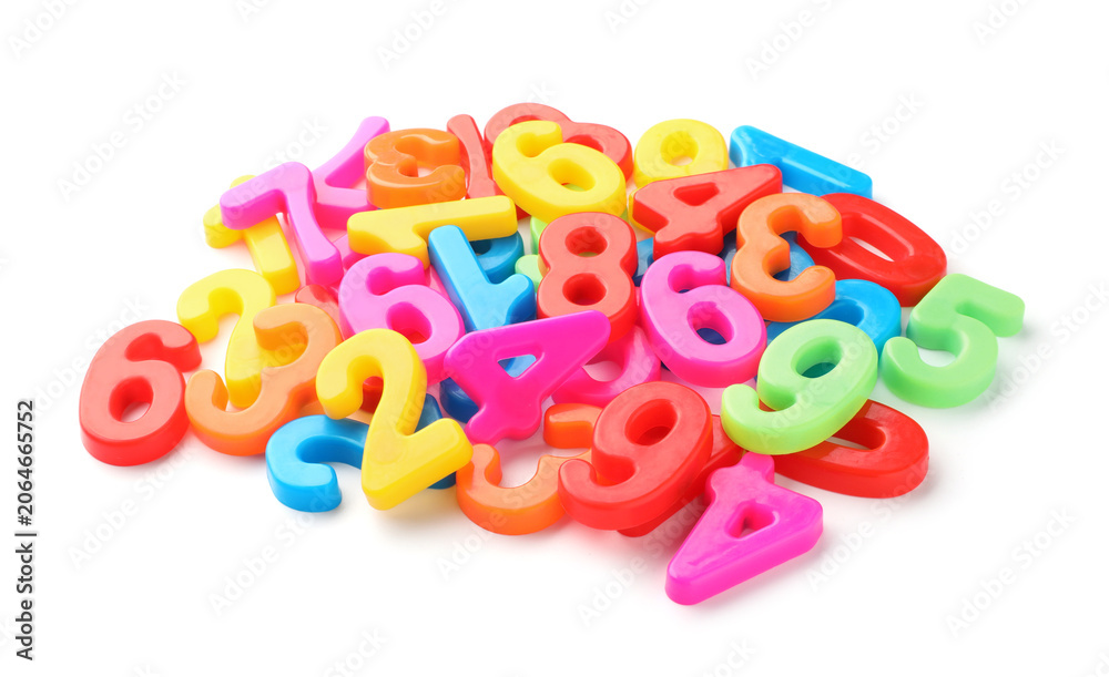 Fototapeta premium Many different colorful numbers isolated on white