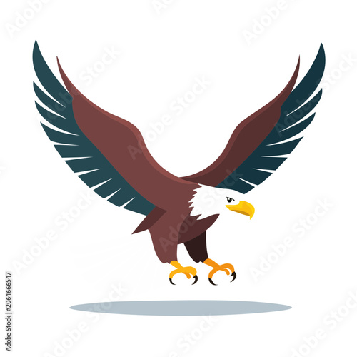 Bald Eagle in Flight Flat Design Illustration