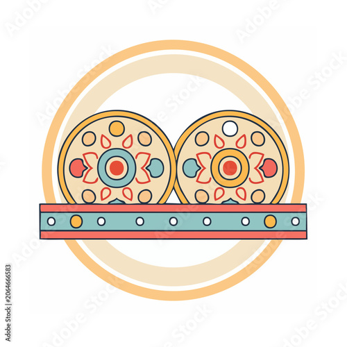 Colorful Mandala with Ornamental Border Illustration