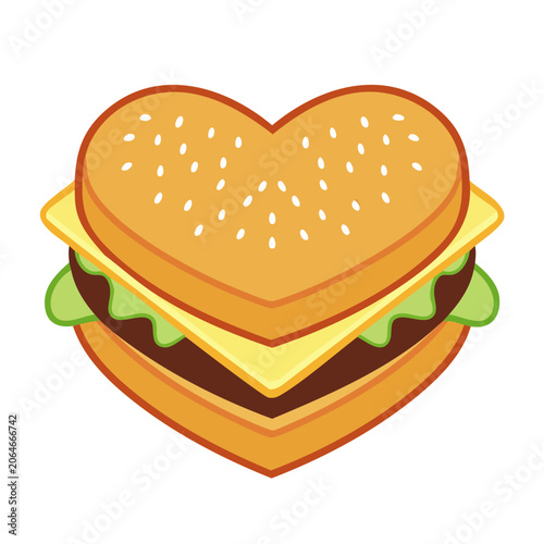 Heart Shaped Burger Illustration