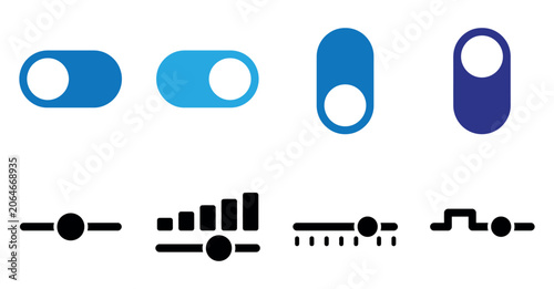 Obraz na płótnie Editable vector illustration collection of toggle switch and slider icons