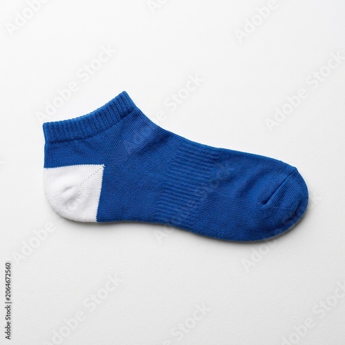 Blue and white ankle sock on white background Isolated on white background for cutting out.