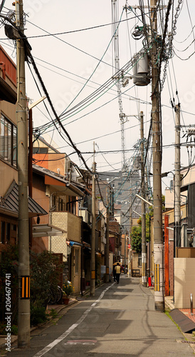Kyoto -Japan: View of street in a residential neighborhood.