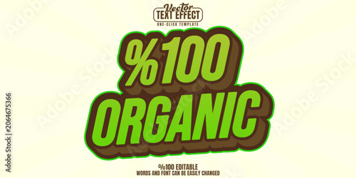 Organic editable text effect, customizable natural and eco 3d font style