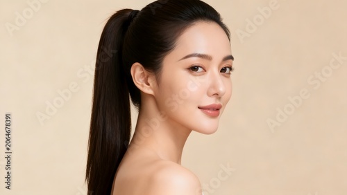 Woman with ponytail posing for portrait