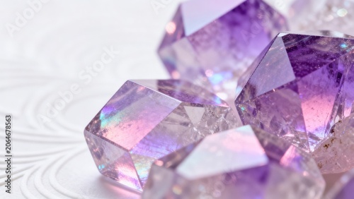 Purple Crystal Stones on White Surface