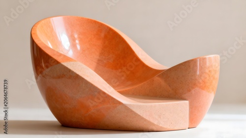 Modern orange sculptural chair