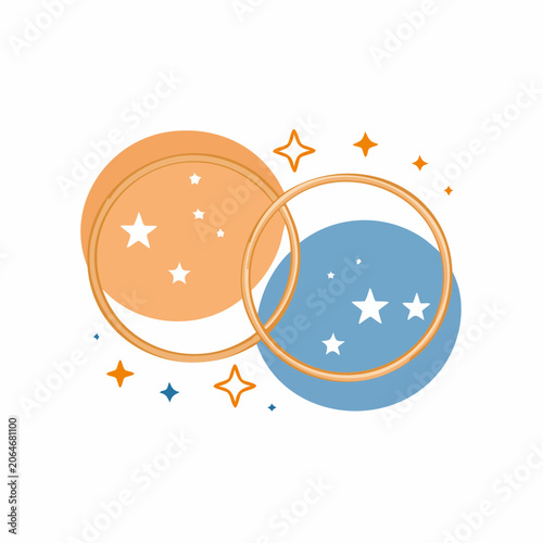 Abstract Celestial Orbs with Stars and Sparkles