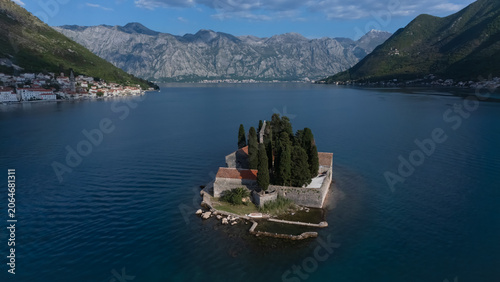 Bild auf Leinwand Sveti Djordje island sits in Bay of Kotor near Perast Montenegro surrounded by c