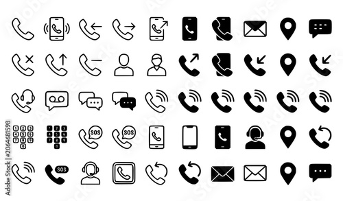 Canvastavla Phone Call Telephone Icon Symbol Editable Stroke Vector Set