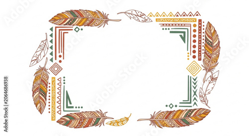 Bohemian feather patterned decorative border