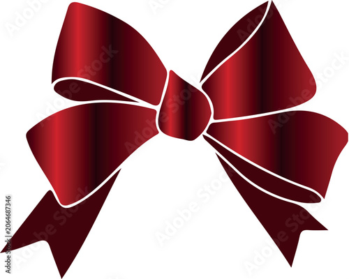 shabby gift wrapping bow with red gradient, for holiday posters, cards, social media and promo materials