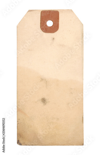 Foto Authentic Vintage 1950s Blank Manila Hang Tag Ephemera w/ Reinforced Hole - Grun