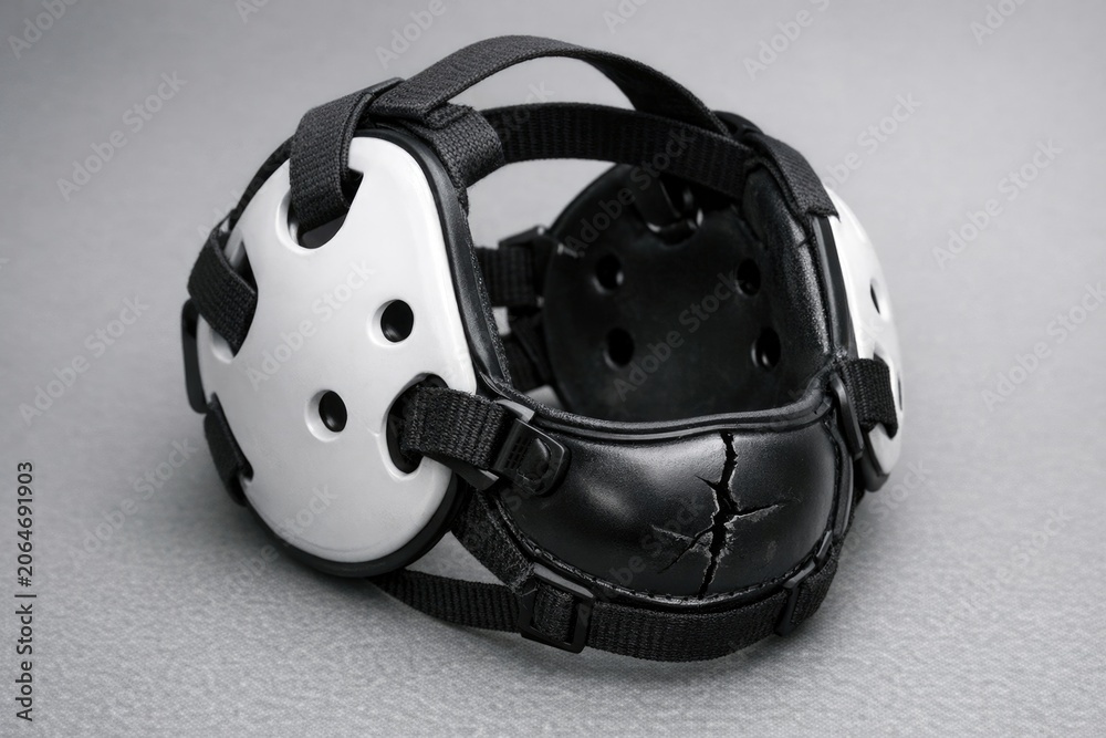 Fototapeta premium A close-up shot of a helmet sitting on a table, ready for use