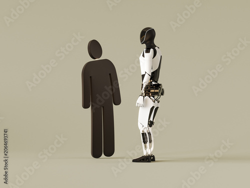 Fényképezés Human oppose to humanoid robot