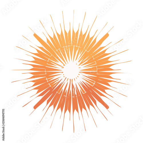 Minimalist orange sunburst illustration on white background