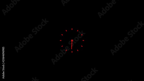 Red Gauge Indicator on Black Background meter dial 4k video icon animation 