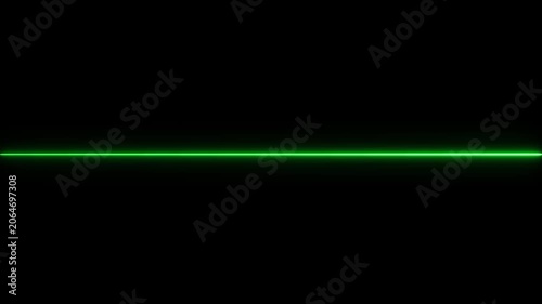 Horizontal Green Neon Light Line on Black Background