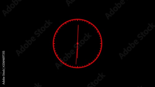 Red Clock Face on Black Background photo stock