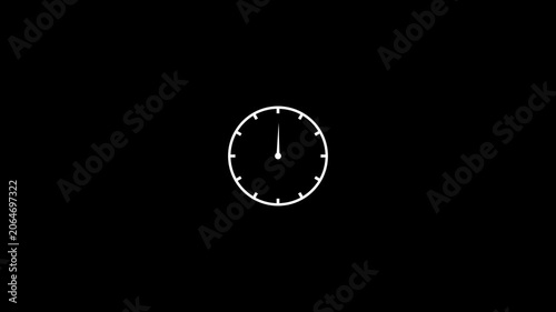 Simple White Clock on Black Background photo stock