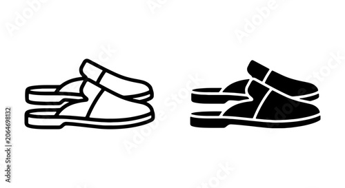 Canvas-taulu Mule Shoes Icons, Backless Footwear Vector Set, Slip-on Loafer Outline & Silhoue