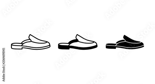Valokuva Mule Shoes Icons, Slip-On Loafer Vector Graphics, Casual Footwear Set, Fashion E