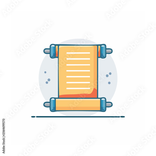 Ancient Scroll Icon with Blue Handles