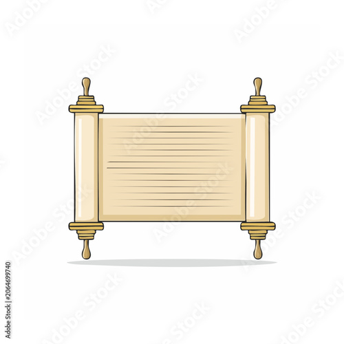 Illustration of a Torah scroll with wooden handles