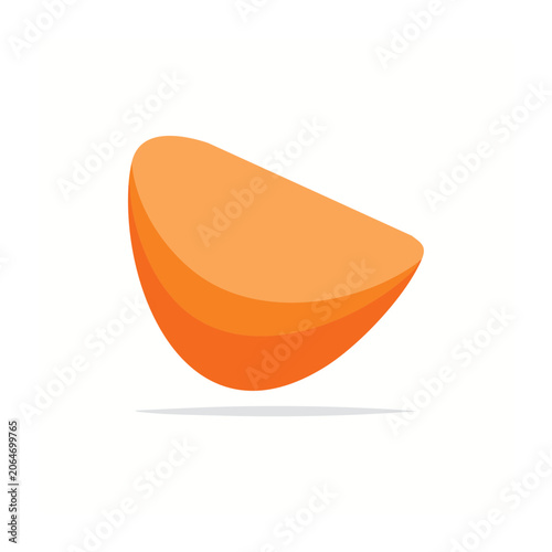 Orange abstract curved shape icon on white background
