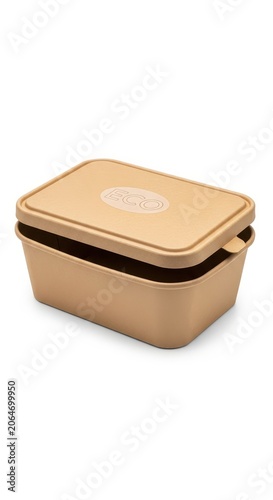 Modern Beige Lunch Box Container for Food Storage.