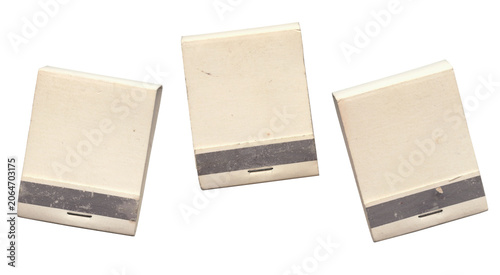 Obraz na plátně Authentic 1960s Mid-Century Blank White Matchbooks - Trio With Gray Front Strike