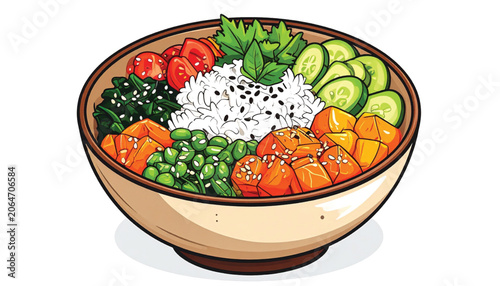 Colorful bowl of mixed vegetable food.