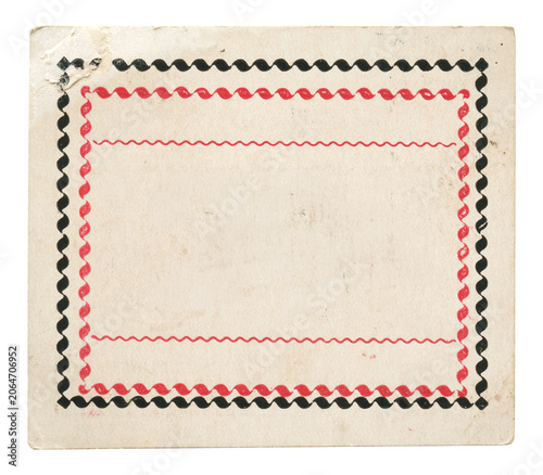 Fotografía Authentic 1940s Blank Price Card Ephemera w/ Red & Black Decorative Border - Vin