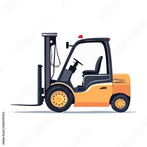 Orange forklift truck side view illustration
