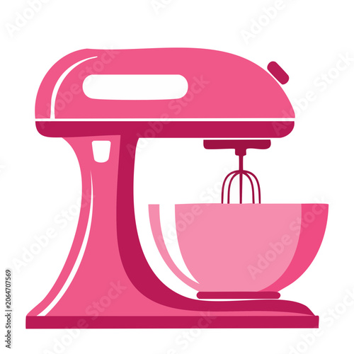 Pink Stand Mixer with Bowl and Whisk