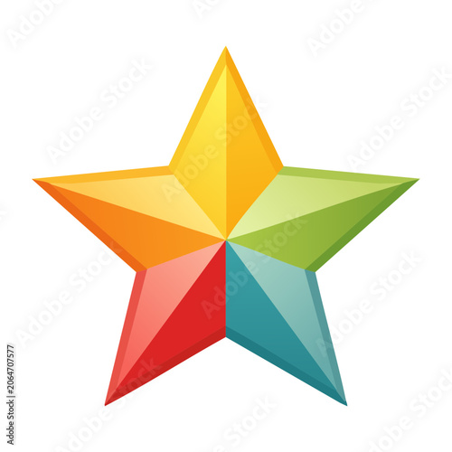 Rainbow colored geometric star illustration