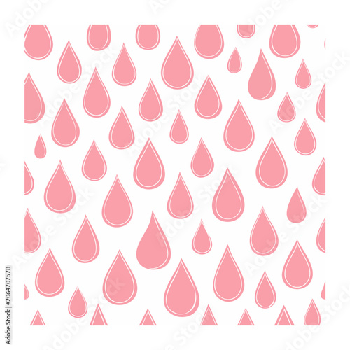 Pink water droplet seamless pattern on white