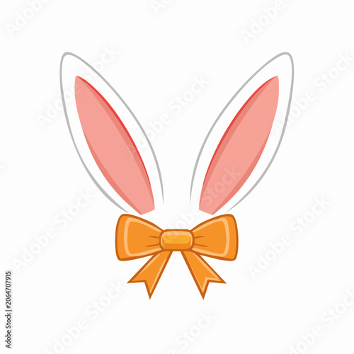 Cute Bunny Ears with Orange Bow Tie