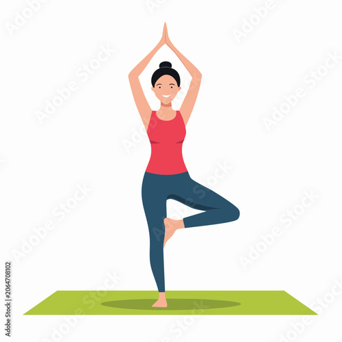 Woman Performing Tree Pose Yoga