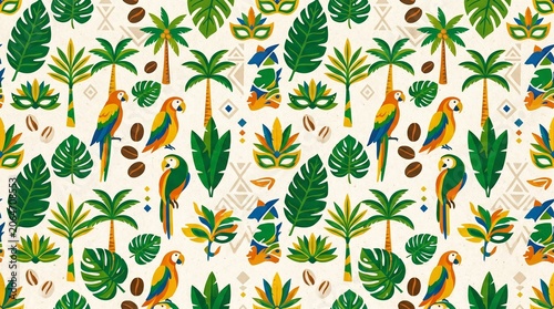 seamless floral pattern with leaves
