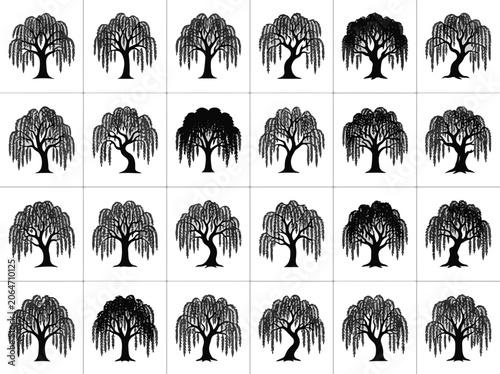 Willow Tree Silhouette Collection for Nature Designs and Graphic Elements