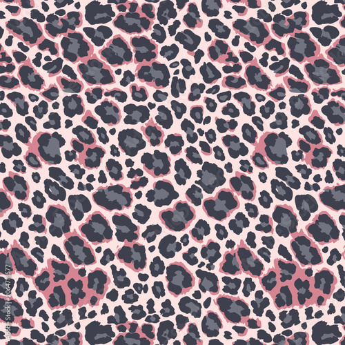 Pink and Gray Leopard Seamless Pattern Background