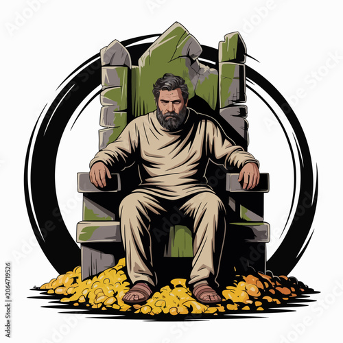 Obraz na plátně Illustration of a man sitting on a throne.