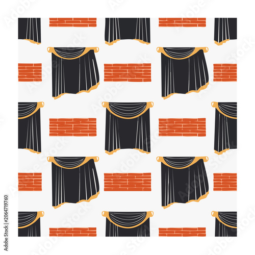 Seamless theater curtain and brick wall pattern